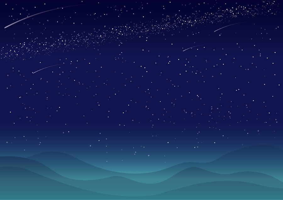 無料イラスト, ベクター, AI, 風景（イラスト）, 自然, 夜, 夜空, 星, 流れ星（流星）