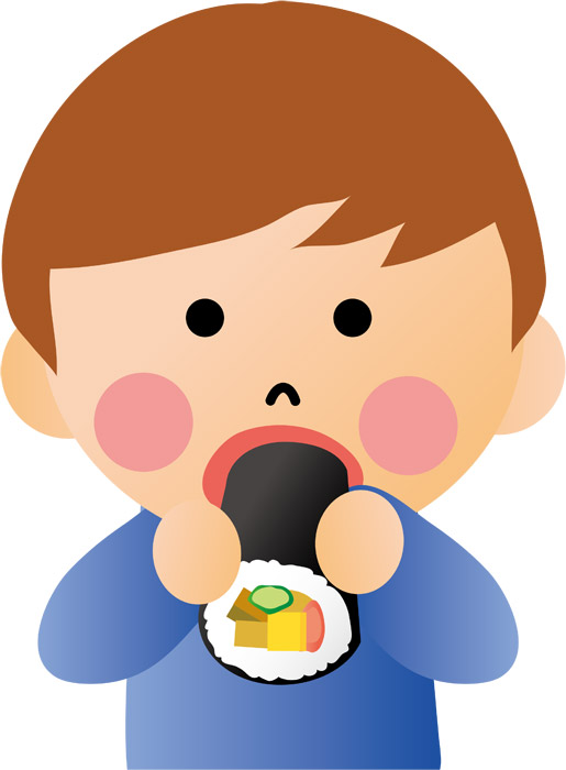 無料イラスト 恵方巻きを食べる男の子 パブリックドメインq 著作権