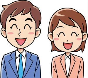 [無料イラスト] 笑顔の男女の会社員