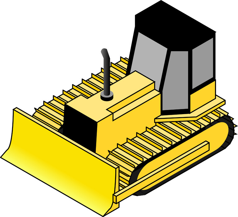 無料イラスト, ベクター, SVG, 建設機械, ブルドーザー, 工事