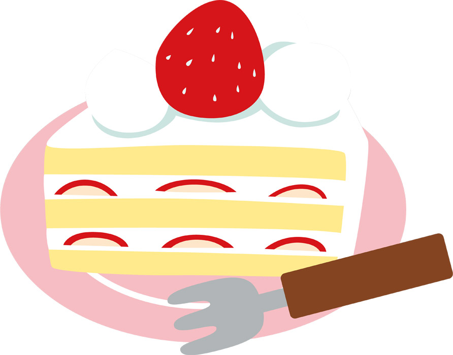 無料イラスト いちごのショートケーキとフォーク パブリック