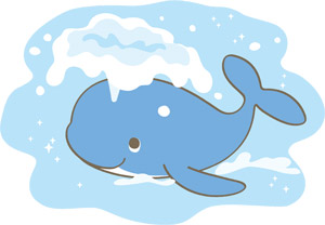 [フリーイラスト] 潮を吹くクジラ