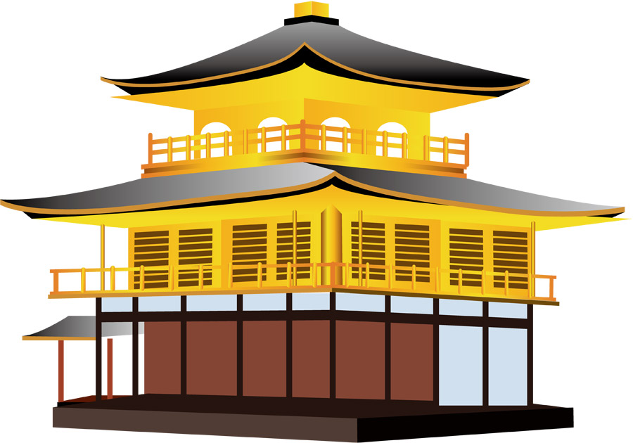 フリーイラスト, ベクター, EPS, 建築物（建物）, 寺院（仏閣）, 金閣寺（鹿苑寺）, 日本, 京都府, 世界遺産, 日本の観光地