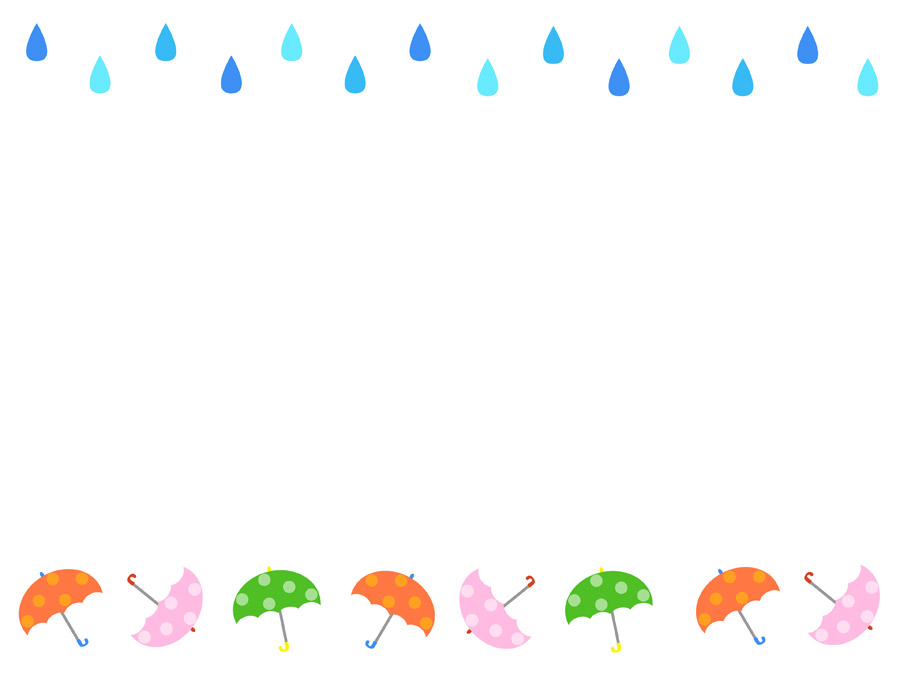 無料イラスト 雨粒と傘の飾り枠 パブリックドメインq 著作権フリー