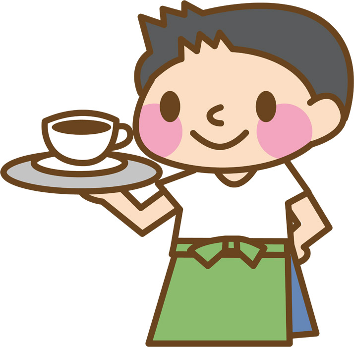 無料イラスト 喫茶店のウェイター パブリックドメインq 著作権