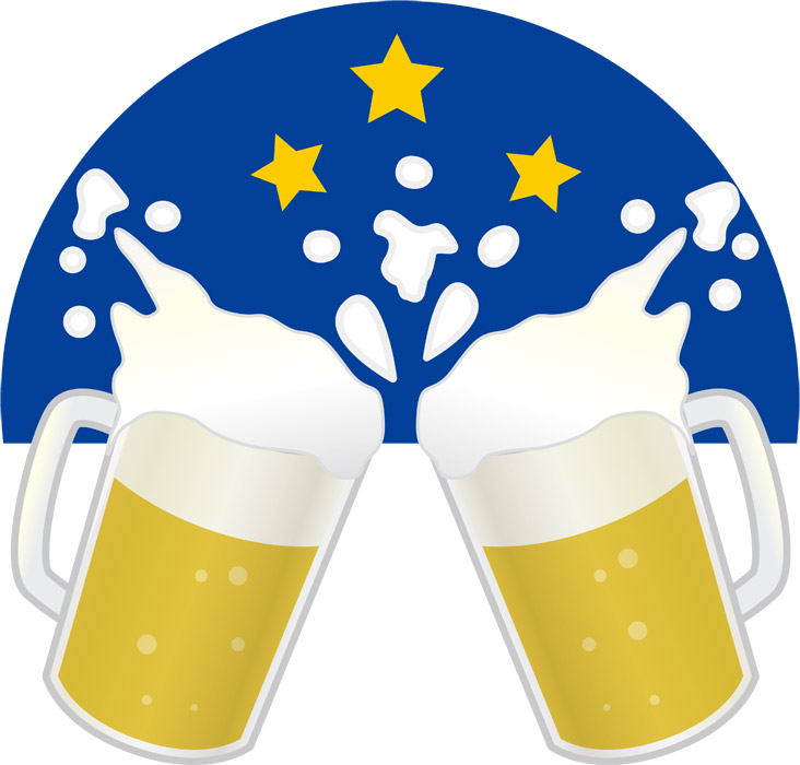 フリーイラスト, フリーイラスト, CC0 イラスト, ベクター, EPS, 飲み物（イラスト）, お酒（アルコール）, ビール, ビールジョッキ, 乾杯