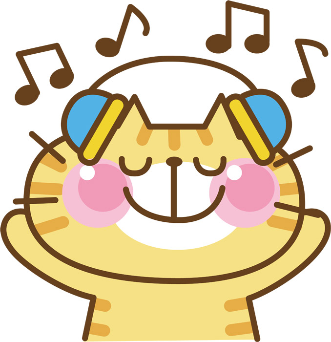 フリーイラスト ヘッドホンで音楽を聴く猫 パブリックドメインq