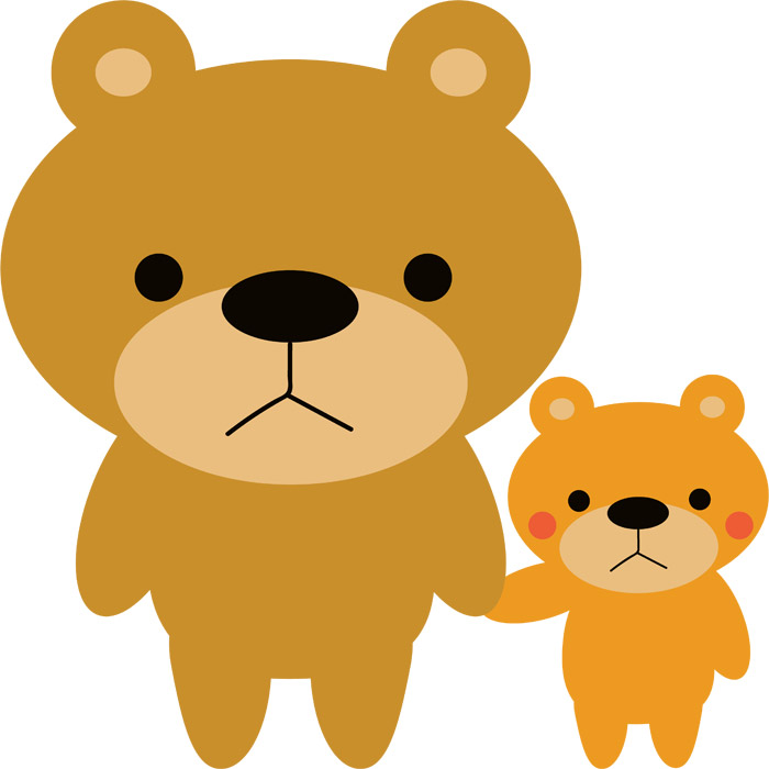 フリーイラスト 手をつなぐクマの親子 パブリックドメインq 著作権フリー画像素材集