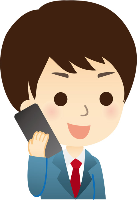 フリーイラスト 携帯電話で話すサラリーマン パブリックドメインq