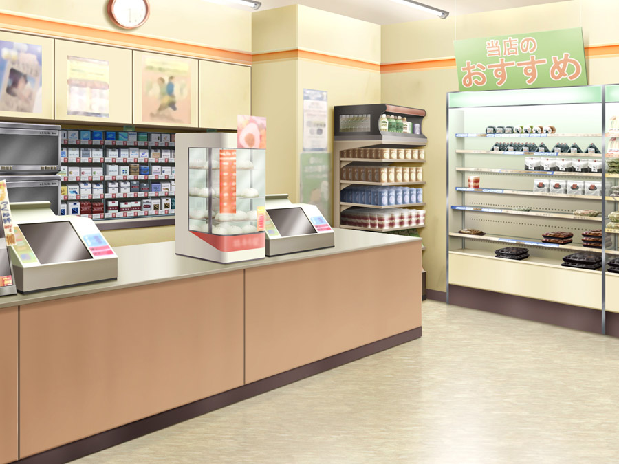 フリーイラスト, CC0 イラスト, 風景（イラスト）, お店（店舗）, コンビニ