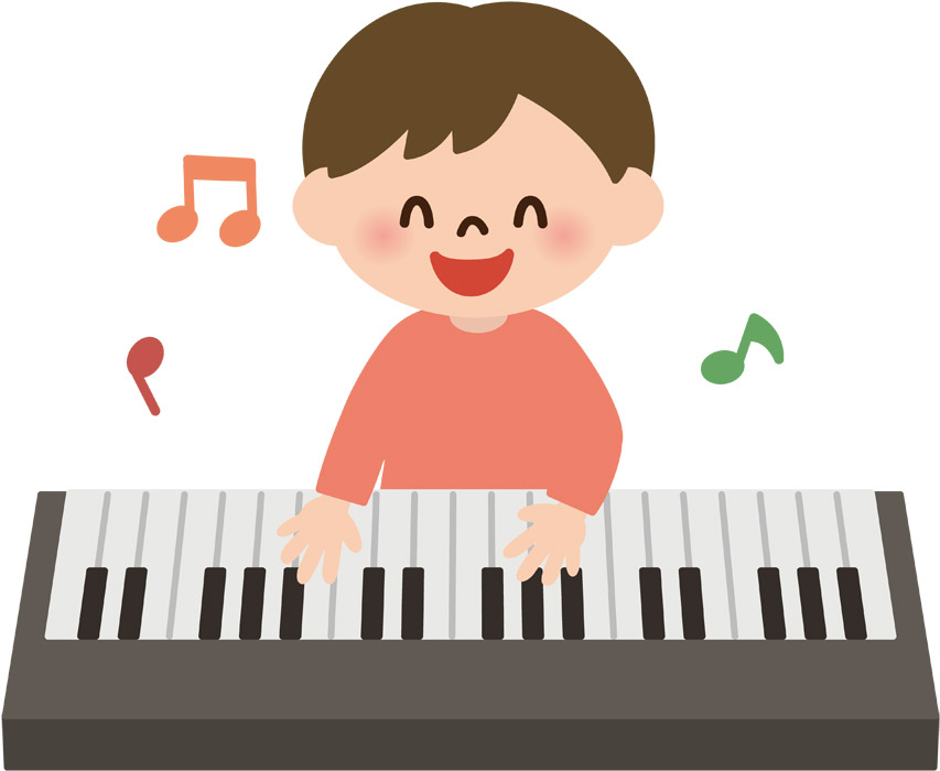 フリーイラスト 音楽教室で電子ピアノを弾く男の子 パブリックドメインq 著作権フリー画像素材集