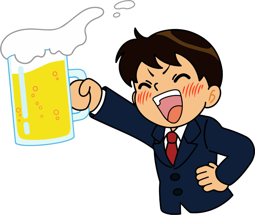 フリーイラスト ビールで乾杯するサラリーマン パブリックドメインq