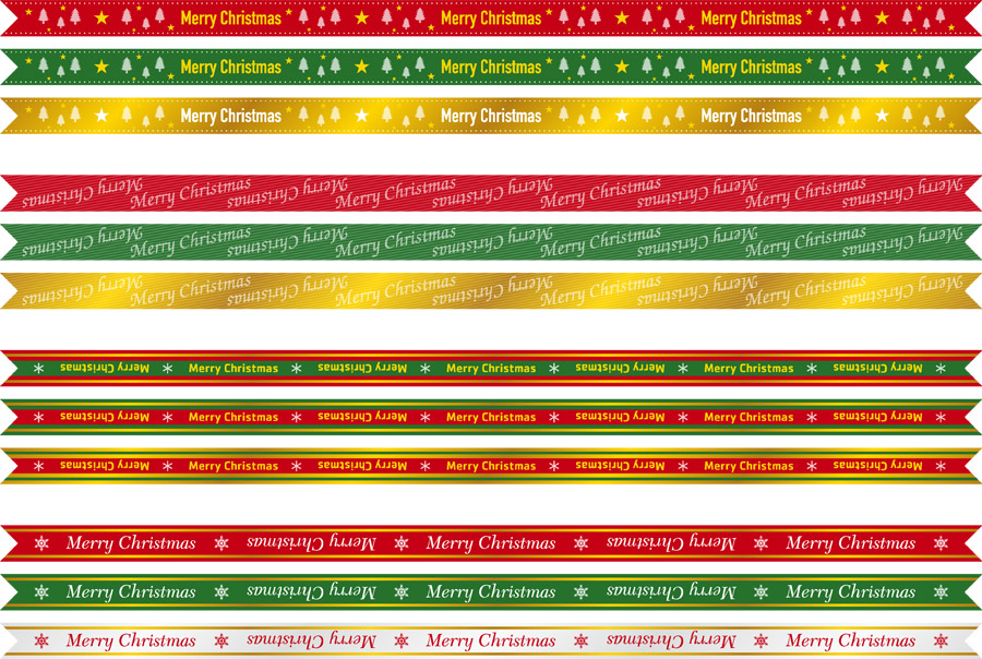 フリーイラスト 12種類のクリスマスリボンのセット パブリックドメインq 著作権フリー画像素材集