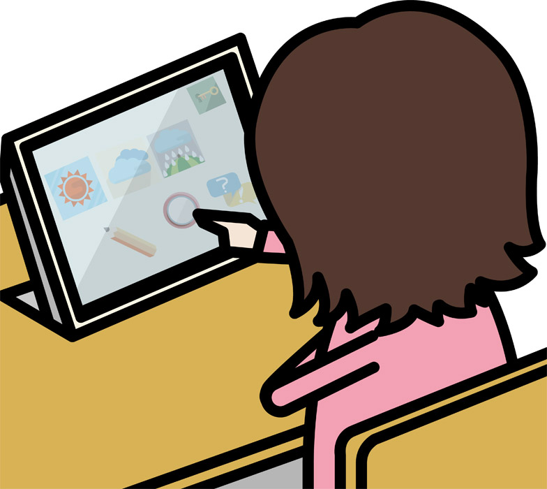 フリーイラスト 授業でタブレットpcを活用する小学生の女の子 パブリックドメインq 著作権フリー画像素材集