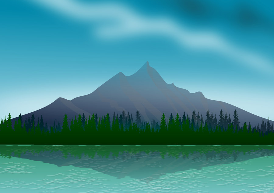 フリーイラスト, CC0 イラスト, 風景（イラスト）, 山, 湖