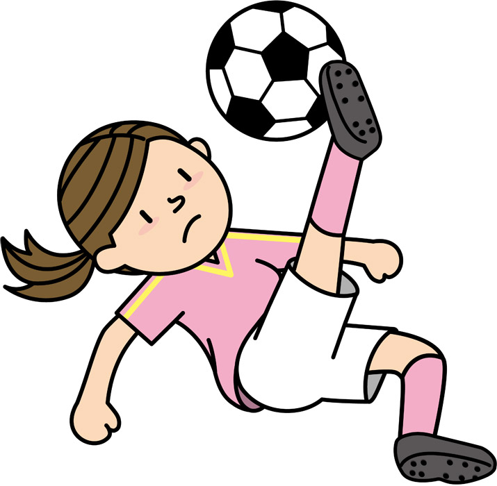 フリーイラスト オーバーヘッドキックする女子サッカー選手