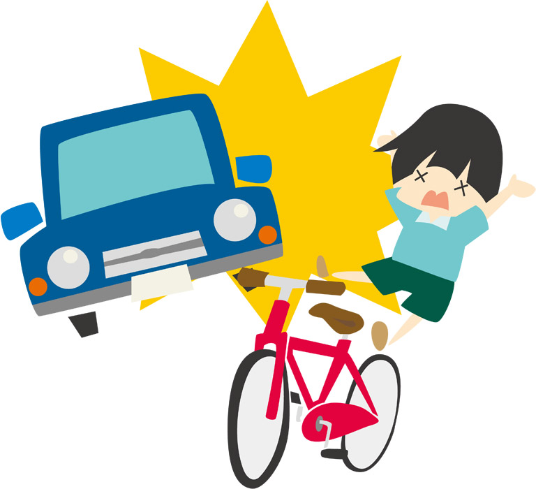 フリーイラスト 自転車と車の人身事故 パブリックドメインq 著作権フリー画像素材集