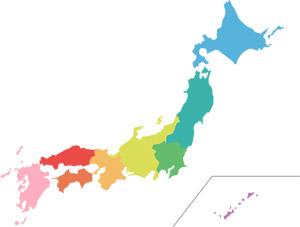 [無料イラスト] 色分けされた日本地図