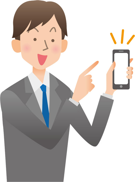 フリーイラスト スマホを指差す男性会社員 パブリックドメインq 著作権フリー画像素材集