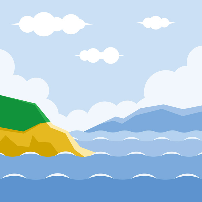 フリーイラスト 海と海岸の風景 パブリックドメインq 著作権フリー