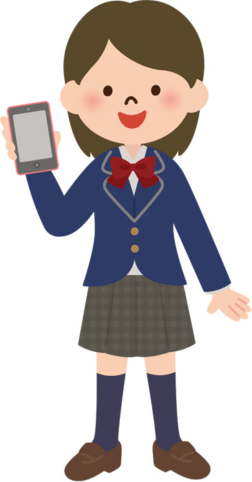 フリーイラスト スマホを手に持つ女子高校生 パブリックドメインq 著作権フリー画像素材集