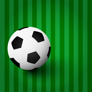 [無料イラスト] サッカーボールと緑のストライプ柄の背景