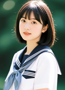 AI画像 夏用のセーラー服を着た女子高生