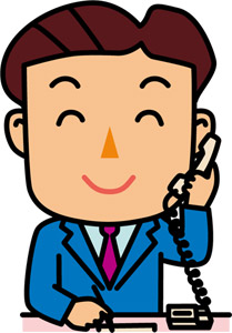 フリーイラスト 電話に出るサラリーマン男性