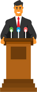 フリーイラスト スピーチする政治家