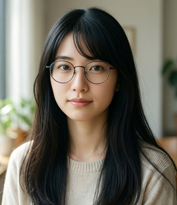 AI画像 眼鏡をかけた黒髪のアジア人女性