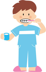 フリーイラスト 歯磨き中の男の子