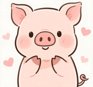 AI画像 大好物を目の前にする豚