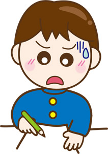 フリーイラスト テストの問題が分からなくて焦る男子学生