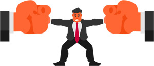 フリーイラスト 仲裁するビジネスマン