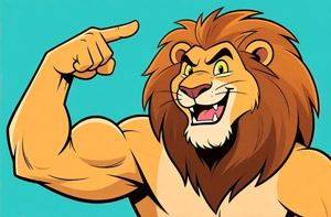 AI画像 指差すライオン