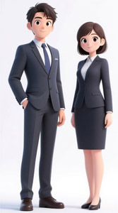 AI画像 男性社員と女性社員