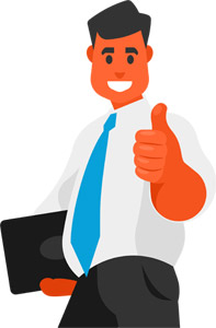 フリーイラスト サムズアップするビジネスマン