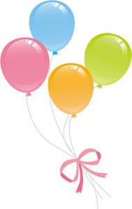フリーイラスト カラフルな四つの風船