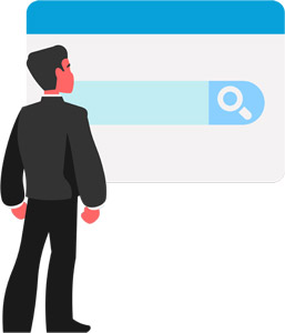 フリーイラスト サーチボックスの前のビジネスマン