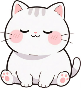 AI画像 まったりしている太った白猫