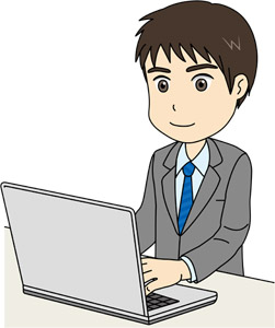 フリーイラスト パソコン作業の男性会社員