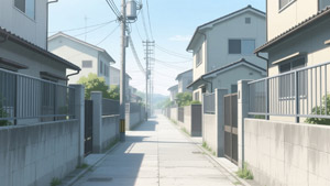 AI画像 住宅街の路地