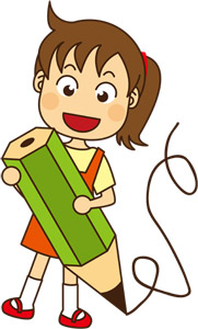 フリーイラスト 女の子と鉛筆