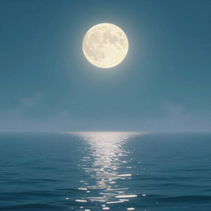 AI画像 満月と海