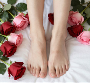 AI画像 バラの花と足