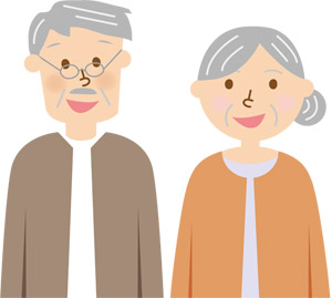 フリーイラスト おじいさんとおばあさんの老夫婦