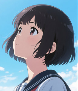 AI画像 空を見上げる女子学生
