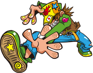 フリーイラスト 踊るストリート系の男性
