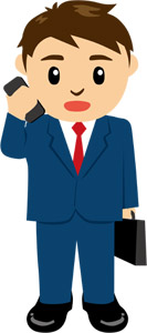 フリーイラスト 電話中のサラリーマン男性