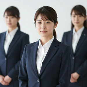 AI画像 スーツ姿の三人の女性会社員